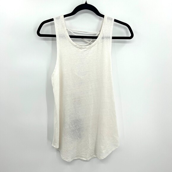 NWT CHASER White Basic Linen Lace Up Tie Back Summer Tank Top Size Medium - Picture 1 of 6